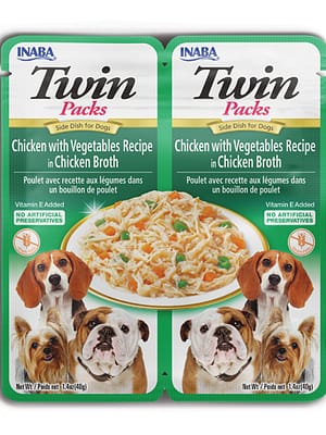 8859387701398.jpg Churu Twin teraviljavaba maius ( rebitud kana ja köögiviljad maitsvas puljongis) koerale 2 x 40 gr.