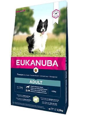 1-0-10160 12 kg. Eukanuba täissööt väikest- ja keskmist kasvu täiskasvanud koertele lamba-ja kanaliha ning riisiga
