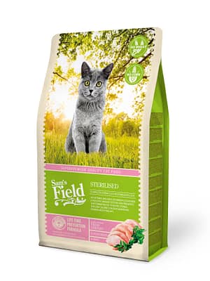 8595602511990.jpg 2,5 kg. Sam`s Field Sterilised steriliseeritud/kastreeritud täiskasvanud kassidele täissööt kanalihaga