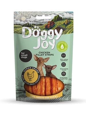 4751035550102.jpg Doggy Joy chicken fillet naturaalsed teraviljavabad närimismaiused koerale kanafileest 55 gr.