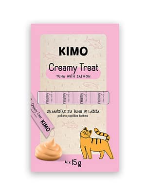 4779032180269.jpg Kimo Tuna with Salmon tuunikala & lõhega maius kassidele 4 x 15 gr.
