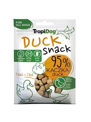 5900469544211.jpg TropiDog Duck Snack teraviljavaba ühe valgu baasil treeningmaius koertele pardilihaga 70 gr.