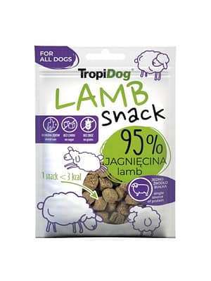 5900469544310.jpg TropiDog Lamb Snack teraviljavaba treeningmaius koertele ühe valgu baasil ehk lambalihaga 70 gr.