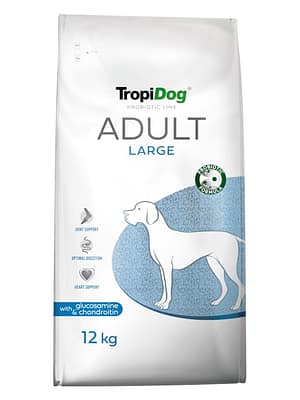 5900469562772.jpg 12 kg. TropiDog Adult Large Probiotic Line probiootikumidega täissööt suurt kasvu täiskasvanud koertele
