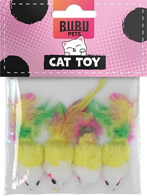 5905910451926.jpg Bubu Pets kassilelu hiir värviliste sulgedega 4 tk.