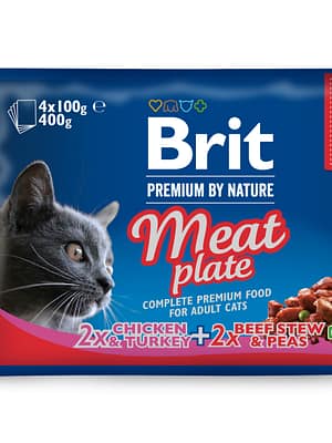 8595602506262.jpg Brit Premium Meat Plate multipakk teraviljavabad einekotikesed kastmes täiskasvanud kassidele 4 x 100g