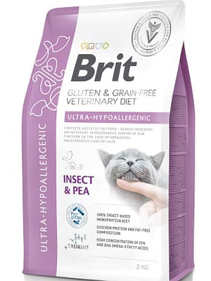 8595602559749.jpg 2 kg. Brit Veterinary Diet Ultra-Hypoallergenic teraviljavaba erisööt putukavalguga allergilistele kassidele