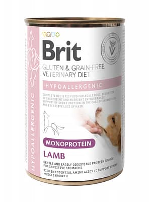 8595602574216.jpg 400 gr. Brit Veterinary Diet Hypoallergenic Monoprotein teraviljavaba lambalihaga konservsööt koertele