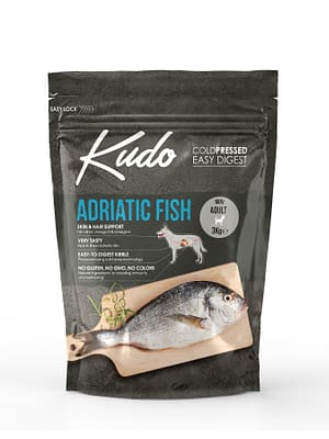 8606109019817.jpg 3 kg. Kudo Adriatic Fish Mini külmpressitud täissööt väikest kasvu täiskasvanud koertele Aadria kalaga