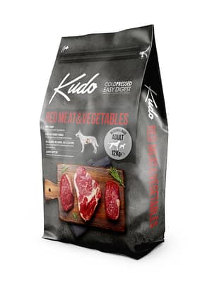 8606109019923.jpg 12 kg. Kudo Red Meat & Vegetables külmpressitud täissööt keskmist ja suurt kasvu täiskasvanud koertele punase lihaga