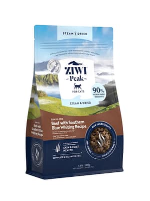 9421038210079.jpg 800 gr. Ziwi Peak Steam & Dried Beef täissööt igas vanuses kassidele veiseliha ja lõunaputassuuga