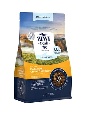 9421038210123.jpg 800 gr. Ziwi Peak Steam & Dried Chicken täissööt igas vanuses koertele kanaliha ja puuviljadega