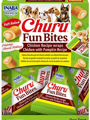 4262365731791.jpg Churu FUN BITES Chicken Recipe wraps Chicken with Pumpkin teraviljavabad naturaalsed koeramaiused 8 x 12 gr.