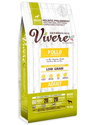 3D_MEDIUM_POLLO_12KG_ 12 kg. Vivere täissööt täiskasvanud koertele kaaluga üle 25 kg. kanaliha & riisiga