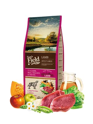 8595602551194.jpg 13 kg. Sam's Field Adult Large Lamb gluteenivaba täissööt suurt kasvu täiskasvanud koertele lambalihaga