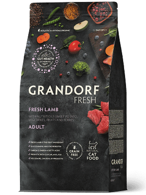 GD-cat-fresh-lamb-and-sweet-potato-adult 2 kg. Grandorf Cat Fresh teraviljavaba täissööt täiskasvanud kassidele värske lambaliha & bataadiga