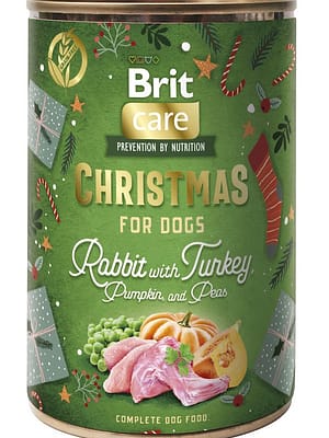 8595602579419.jpg 400 gr. Brit Care Christmas Rabbit with Turkey konservsööt täiskasvanud koertele küüliku & kalkunilihaga