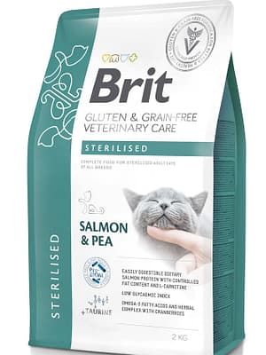8595602559824.jpg 2 kg. Brit Veterinary Diet Sterilised erisööt steriliseeritud/kastreeritud täiskasvanud kassidele lõhega