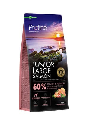 8595602569472.jpg 12 kg. Profine Junior Large Salmon täissööt suurt kasvu juuniorkoertele lõhe & kartuliga