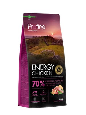 8595602570058.jpg 12 kg. Profine Energy täissööt täiskasvanud koertele, kelle füüsiline koormus on kõrge või nad elavad õues