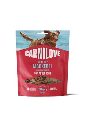 8595602582617.jpg Carnilove krõbedad teraviljavabad maiused täiskasvanud koertele makrelli & vaarikatega 200 gr.