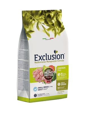 EXCLUSION MEDITERRANEO 7 kg. Exclusion Mediterraneo monoproteiiniga täissööt väikest kasvu täiskasvanud koertele kanaliha ja riisiga