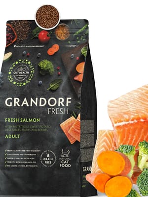 Grandorf-Fresh-Salmon-Adult 2 kg. Grandorf teraviljavaba täissööt täiskasvanud kassidele värske lõhega