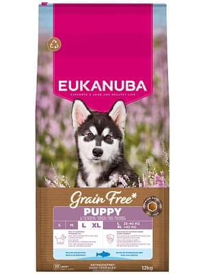 eukanuba-grain-free-large-breed-ocean-fish-puppy-food-4r49 12 kg. Eukanuba teraviljavaba täissööt suurt kasvu kutsikatele ookeanikalaga