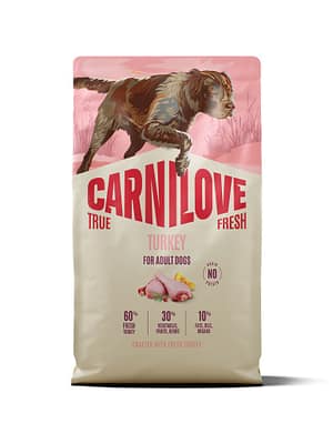 8595602581832.jpg 4 kg. Carnilove True Fresh teravilja-ja kartulivaba täissööt igas suuruses täiskasvanud koertele värske kalkunilihaga