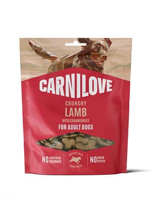 8595602582570.jpg Carnilove krõbedad teravilja-ja kartulivabad maiused täiskasvanud koertele lambaliha & jõhvikatega 200 gr.