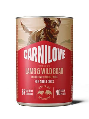 8595602582822.jpg 400 gr. Carnilove teravilja-ja kartulivaba pasteet täiskasvanud koertele lamba- & metssealihast