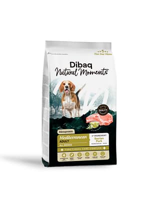 dibaq-natural-moments-5-star-mediterranean 12 kg. Dibaq Natural Moments 5 Star Mediterranean gluteenivaba täissööt igas suuruses täiskasvanud ja eakatele koertele Ibeeria sealihaga