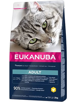 10111.jpg 2 kg. EUKANUBA täissööt täiskasvanud kassidele kana-& kalkunilihaga