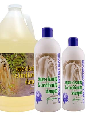 20900.jpg #1 All Systems Super-cleaning & Conditioning Shampoo sügavpuhastav šampoon koos palsamiga koertele ja kassidele 250 ml. (kontsentraat)