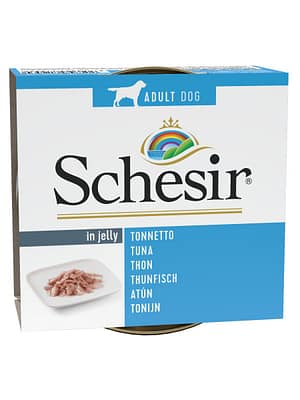 9101.jpg 150 gr. Schesir konservsööt täiskasvanud koertele tuunikala tarretises