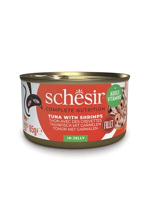 9104.jpg Schesir Complete Nutrition konservsööt täiskasvanud kassidele tuunikala & krevetid tarretises 85 gr.