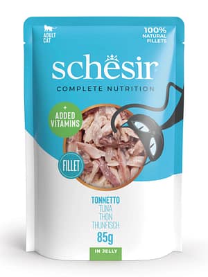 9115.jpg Schesir Complete Nutrition konservsööt täiskasvanud kassidele tuunikala tarretises 85 gr.