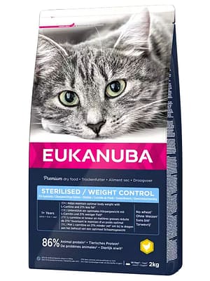 L-00300.jpg 2 kg. EUKANUBA täissööt steriliseeritud/kastreeritud ning kaaluprobleemidega täiskasvanud kassidele kana-& kalkunilihaga