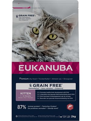L-00553.jpg 2 kg. Eukanuba Kitten teraviljavaba täissööt lõhega kassipoegadele ja tiinetele või imetavatele emaskassidele