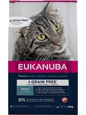 L-00556.jpg 10 kg. Eukanuba teraviljavaba täissööt täiskasvanud kassidele kodulinnuliha & lõhega