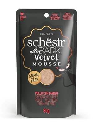 L-00713.jpg Schesir After Dark teraviljavaba konservsööt vahuna täiskasvanud kassidele kana-& loomalihaga 80 gr.