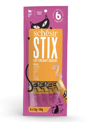 L-00721.jpg Teraviljavaba maius vahuna täiskasvanud kassidele Schesir STIX kanalihaga 6 x 15 gr.