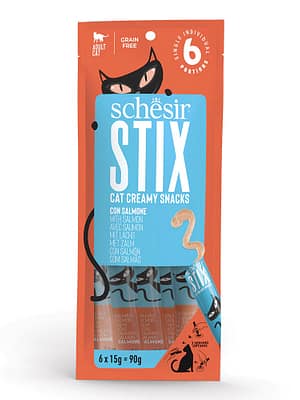 L-00724.jpg Teraviljavaba maius vahuna täiskasvanud kassidele Schesir STIX lõhega 6 x 15 gr.