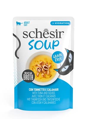 L-01117.jpg Schesir Soup teraviljavaba märgtoit supina tuunikala & kalmaaridega täiskasvanud kassidele 40 gr.
