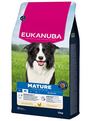 L-01238.jpg 12 kg. Eukanuba Mature M täissööt keskmist kasvu eakatele koertele kana-ja kalkunilihaga