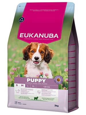 L-01343.jpg 3 kg. Eukanuba Puppy S-M täissööt väikest-ja keskmist kasvu kutsikatele lambaliha & riisiga