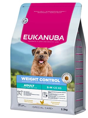 L-01636.jpg 2,3 kg. Eukanuba Adult S-M Weight Control täissööt kaaluprobleemidega väikest-ja keskmist kasvu täiskasvanud koertele kana-& kalkunilihaga