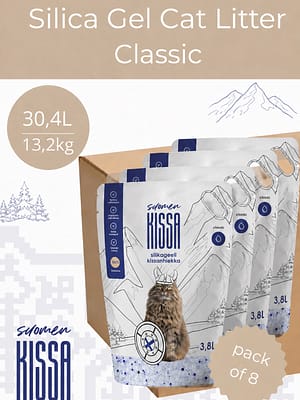 14745011022513.jpg 30,4 L./13,2 kg. Suomen Kissa lõhnatu ja tolmuvaba silikageelist kassiliiv (8 pk. x 3,8L.)