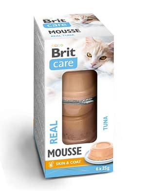 8595602579716.jpg 6 x 25 gr. Brit Care Mousse Real Tuna Skin & Coat märgtoit õhulise pasteedina kassidele tuunikalaga
