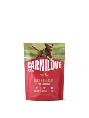 8595602581146.jpg 1,5 kg. Carnilove Active teravilja-ja kartulivaba täissööt täiskasvanud koertele pardi-& faasanilihaga